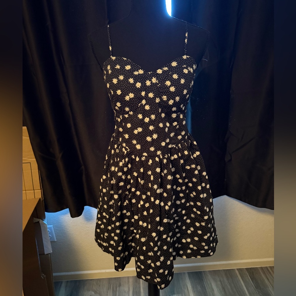 Floral Black and White Dress
